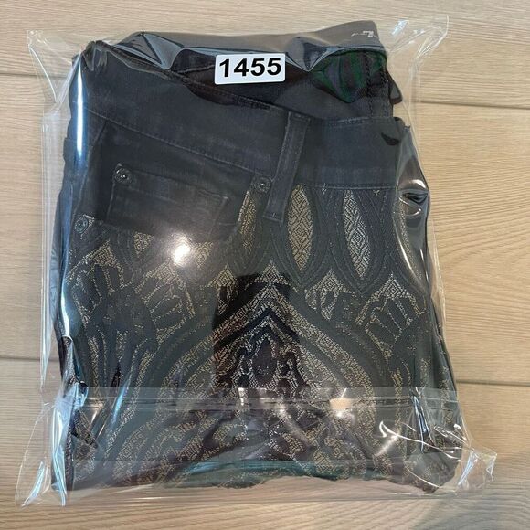 7 For All Mankind‎ 29 Black and Gold Brocade Skinny Leg Jeans Festive Boho Artsy - Picture 11 of 11